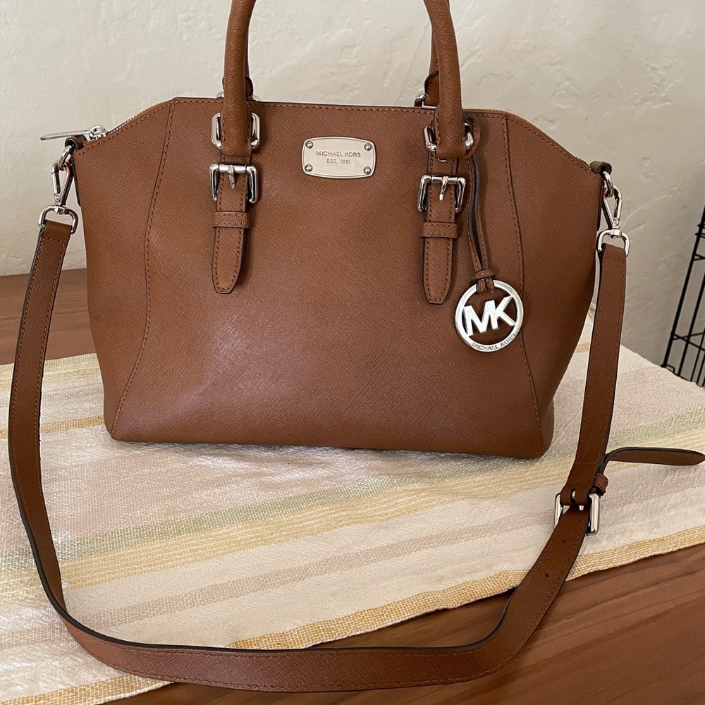 Michael Kors brown leather satchel purse
